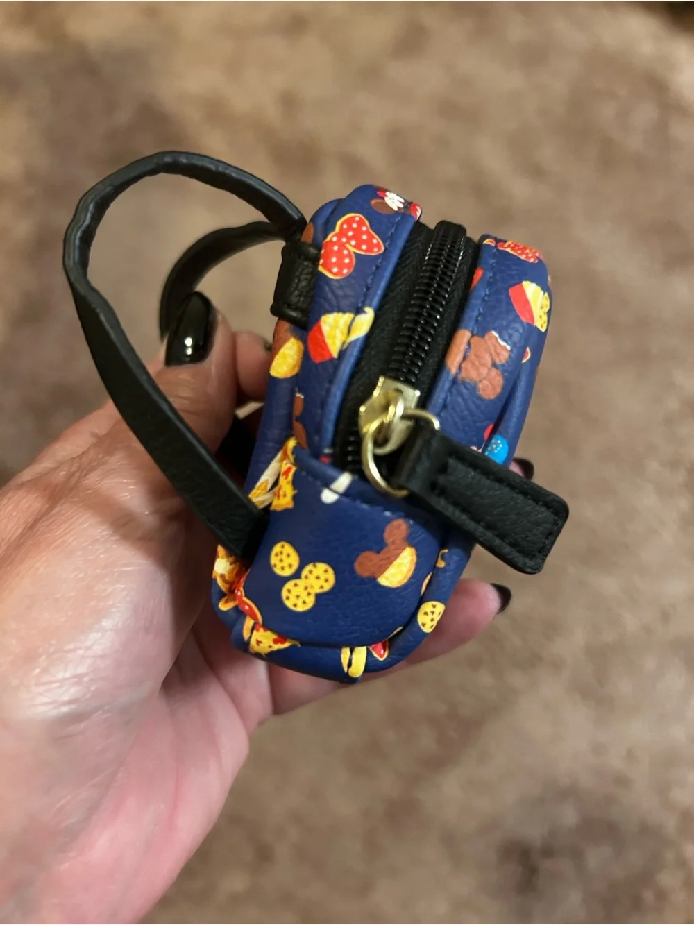Disney nuiMOs Loungefly Navy Snack Icon Mini Backpack with Minnie Mouse doll